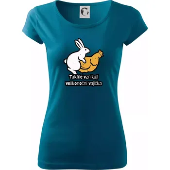 Dámské tričko Takhle vznikají velikonoční vajíčka - Dámské triko Pure - XS ( Petrolejová )