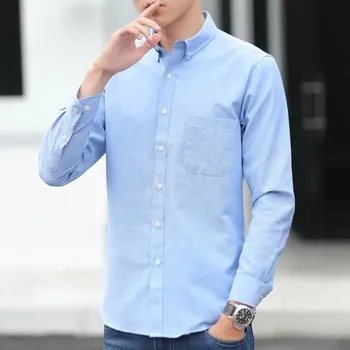 Pánská košile Pánská casual košile s dlouhým rukávem ve slim střihu Barva: Modrá, Velikost: 5XL