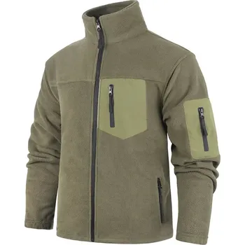 Pánská móda Pánská zimní softshellová bunda z polar fleecu na zip Barva: Zelená, Velikost: 2XL