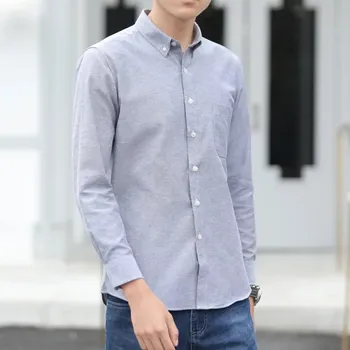 Pánská móda Pánská casual košile s dlouhým rukávem ve slim střihu Barva: Šedá, Velikost: XL