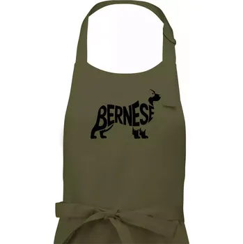 Kuchyňská zástěra Bernese Mountain Dog nápis v těle - Dámská zástěra na vaření - Univerzální velikost ( Khaki )