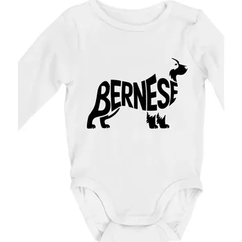 Bernese Mountain Dog nápis v těle - Body kojenecké s dlouhým rukávem - Dlouhý r. 3-6 měs ( Bílá )