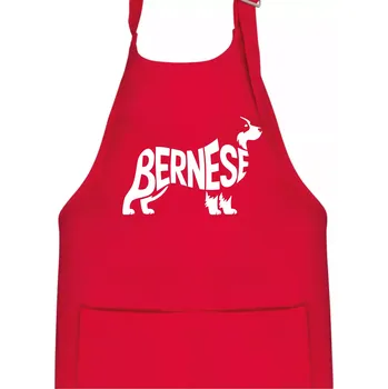 Kuchyňská zástěra Bernese Mountain Dog nápis v těle - Dětská zástěra na vaření - Univerzální velikost ( Červená )