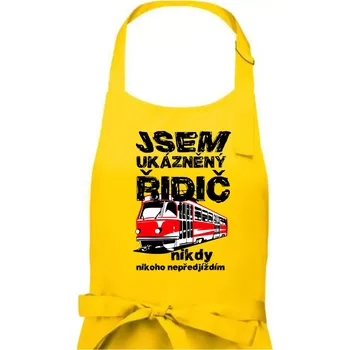 Kuchyňská zástěra Jsem ukázněný řidič - tramvaj - Dámská zástěra na vaření - Univerzální velikost ( Žlutá )