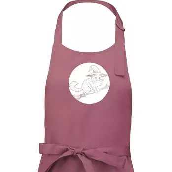 Kuchyňská zástěra Kočka na koštěti - Pánská zástěra na vaření - Univerzální velikost ( Starorůžová )