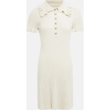 Dámské šaty letní minišaty s volánky a krátkým rukávem ve vintage stylu Barva: Bílá, Velikost: S