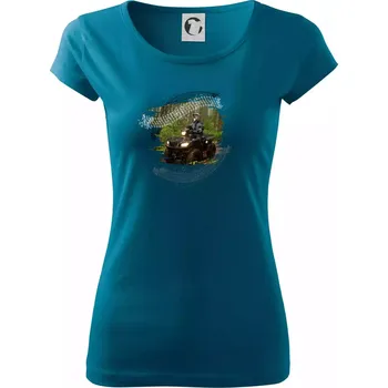 Dámské tričko ATV čtyřkolka v lese - Dámské triko Pure - XS ( Petrolejová )