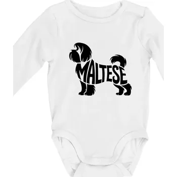 Kojenecký body Maltézský psík nápis v těle - Body kojenecké s dlouhým rukávem - Dlouhý r. do 3 měs ( Bílá )