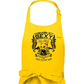 Kuchyňská zástěra Nesnáším být sexy - motorkářka - Dámská zástěra na vaření - Univerzální velikost ( Žlutá )
