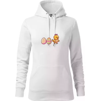 Dámská mikina Evoluce vajíčka - velikonoce - kuře - Mikina dámská Cape s kapucí - XS ( Bílá )