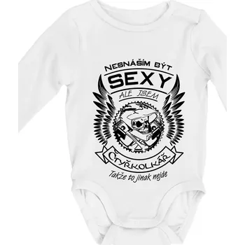Kojenecké oblečení Nesnáším být sexy - čtyřkolkář - Body kojenecké s dlouhým rukávem - Dlouhý r. do 3 měs ( Bílá )