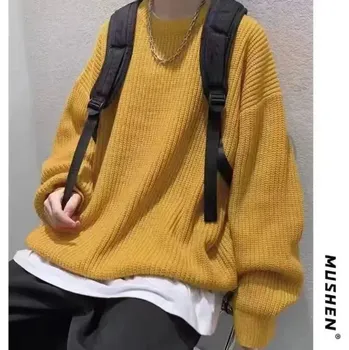 Pánský svetr Pánský pletený svetr retri na podzim a zimu Barva: Žlutá, Velikost: M