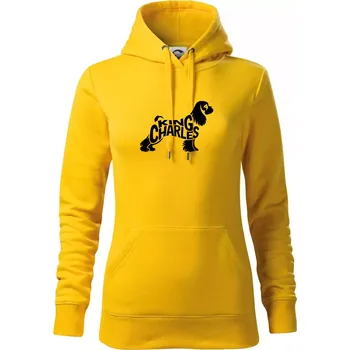 Dámská mikina Kavalír king Charles španěl nápis v těle - Mikina dámská Cape s kapucí - L ( Žlutá )