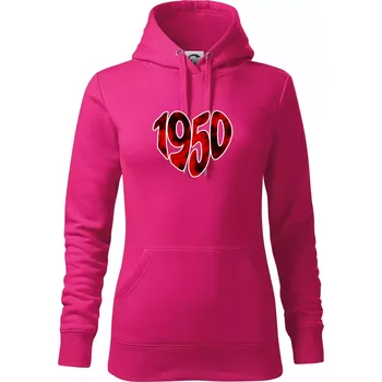 Dámská mikina 1950 v srdci - Mikina dámská Cape s kapucí - XL ( Purpurová )