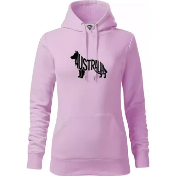Dámská mikina Australský Ovčák - nápis v těle - Mikina dámská Cape s kapucí - XS ( Orchid )
