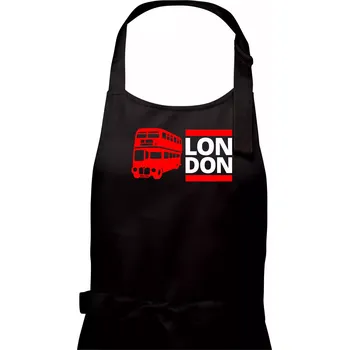 Kuchyňská zástěra LON DON BUS - Dámská zástěra na vaření - Univerzální velikost ( Černá )