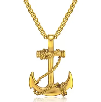 Přívěsek Přívěsek z chirurgické oceli Lodní Kotva Zlatá - Model BEZ ŘETÍZKU (pouze přívěsek)