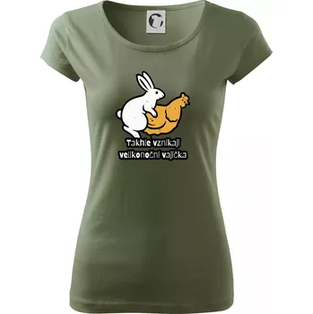Dámské tričko Takhle vznikají velikonoční vajíčka - Dámské triko Pure - S ( Khaki )