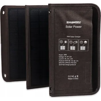 IP kamera HAWEEL 28W Skládací solární panel USB 5V 3A