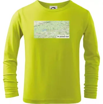 Chlapecké tričko Jizerské hory mapa - Triko dětské Long Sleeve - 146 cm/10 let ( Limetková )
