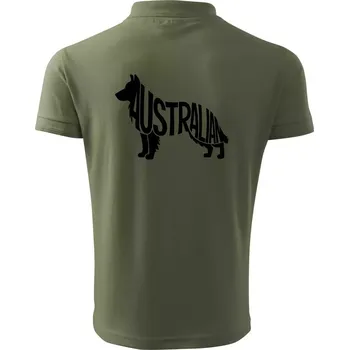 Pánská košile Australský Ovčák - nápis v těle - Polokošile pánská Pique Polo 203 - 4XL ( Khaki )