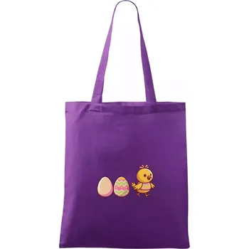 Evoluce vajíčka - velikonoce - kuře - Taška bavlněná - 42 x 38 cm ( Fialová )