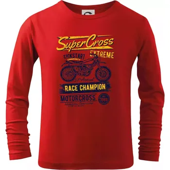 Chlapecké tričko Super Cross - Triko dětské Long Sleeve - 122 cm/6 let ( Červená )