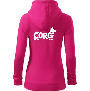Dámská mikina Corgi nápis v těle - Dámská mikina trendy zipper s kapucí - L ( Purpurová )