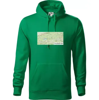 Pánská mikina Jizerské hory mapa - Mikina pánská Cape s kapucí - 4XL ( Středně zelená )