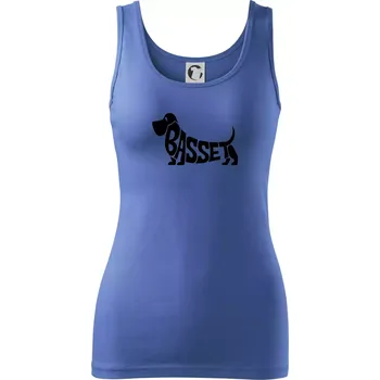 Dámské tričko Basset nápis v těle - Dámské tílko - S ( Azurově modrá )