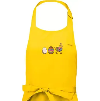 Kuchyňská zástěra Evoluce vajíčka - velikonoce - slepice - Dámská zástěra na vaření - Univerzální velikost ( Žlutá )