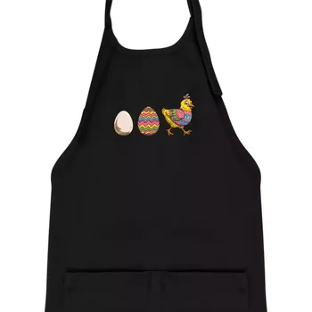 Kuchyňská zástěra Evoluce vajíčka - velikonoce - slepice - Dětská zástěra na vaření - Univerzální velikost ( Černá )