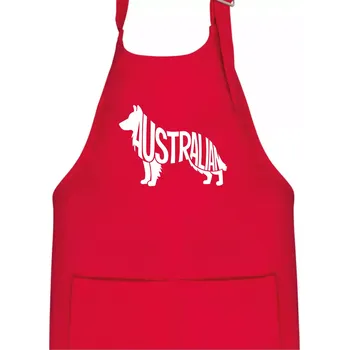 Kuchyňská zástěra Australský Ovčák - nápis v těle - Dětská zástěra na vaření - Univerzální velikost ( Červená )