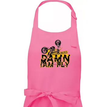 Kuchyňská zástěra Motocross damn iam fly - Dámská zástěra na vaření - Univerzální velikost ( Růžová )