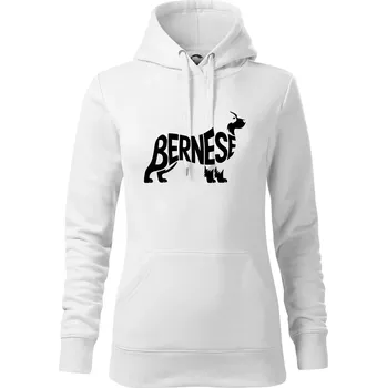 Dámská mikina Bernese Mountain Dog nápis v těle - Mikina dámská Cape s kapucí - S ( Bílá )