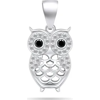 Náramek Brilio Silver Stříbrný přívěsek se zirkony Sova PT71W (Ag 925/1000, 2,1 g)