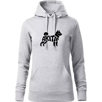 Dámská mikina Akita Inu - Nápis v těle - Mikina dámská Cape s kapucí - S ( Světlešedý Melír )