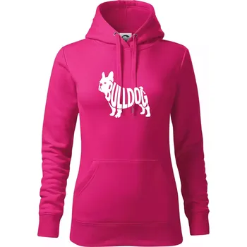 Dámská mikina Bulldog nápis v těle - Mikina dámská Cape s kapucí - 2XL ( Purpurová )