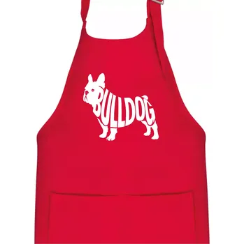 Kuchyňská zástěra Bulldog nápis v těle - Dětská zástěra na vaření - Univerzální velikost ( Červená )