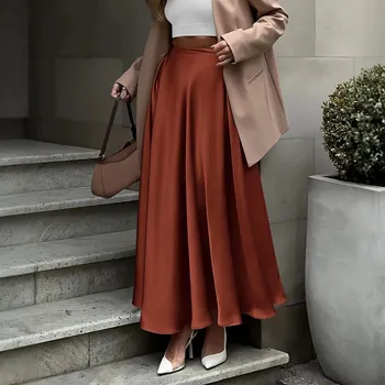 Dámská sukně Elegantní plisovaná sukně s vysokým pasem Barva: Oranžová, Velikost: L