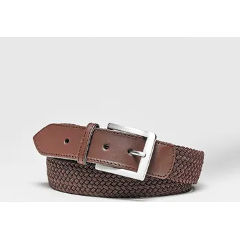 Opasek Splétaný pružný opasek, kožené zakončení čokoládová 54/56 (120 cm)