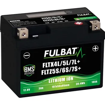 Motobaterie lithiová baterie LiFePO4 YTX4L-BS, YTX5L-BS, YTZ5S-BS FULBAT 12V, 3Ah, 180A, hmotnost 0,60 kg, 107x56x85