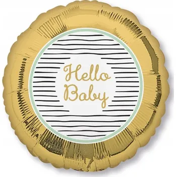 Balónek Fóliový balónek 18" nápis Hello Baby, zlatý