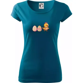 Dámské oblečení Evoluce vajíčka - velikonoce - kuře - Dámské triko Pure - XL ( Petrolejová )