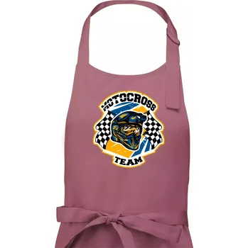 Kuchyňská zástěra Motocross team helma - Dámská zástěra na vaření - Univerzální velikost ( Starorůžová )