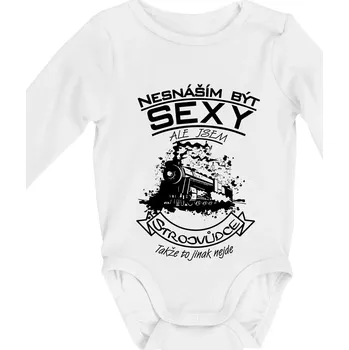 Kojenecký body Nesnáším být sexy - strojvůdce - Body kojenecké s dlouhým rukávem - Dlouhý r. do 3 měs ( Bílá )
