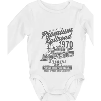 Kojenecký body Premium Railroad - Body kojenecké s dlouhým rukávem - Dlouhý r. do 3 měs ( Bílá )