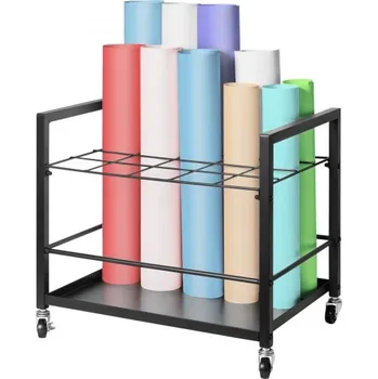 Úložný box VEVOR úložný stojan na plány, držák na plány s 20 sloty s kolečky, mobilní kovový úložný vozík na plány pro plakáty s mapou, architektonické stavební plány, organizér na role pro domácnost, kancelář, školu