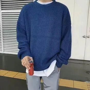 Pánský svetr Pánský pletený svetr retri na podzim a zimu Barva: Tmavě Modrá, Velikost: 4XL