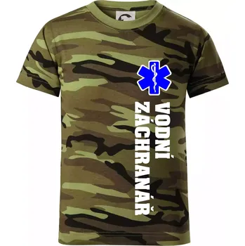 Chlapecké tričko Rescue - Vodní záchranář - Dětské maskáčové triko - 122 cm/6 let ( Zelený maskáč )